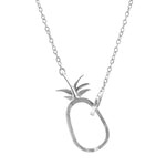 Tropical Pineapple Link Paradise Silver Necklace