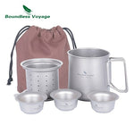 Boundless Voyage 500ml Titanium Tea Pot Cup Set with Filter Outdoor