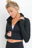 Zip-Up Crop Active Jacket with Thumbholes