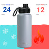 32oz Stainless Steel Water Bottle (3 lids) - Asphalt Gray