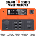 DBPOWER Portable Power Station 505Wh 500W (Peak 1000W)