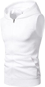 Men's Casual Hoodie Tank Tops Sleeveless Shirts Gym Workout with Pockets Gym Muscle Sleeveless T-Shirts