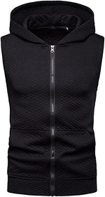 Men's Casual Hoodie Tank Tops Sleeveless Shirts Gym Workout with Pockets Gym Muscle Sleeveless T-Shirts