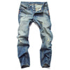 Mens Ribbed Jeans Stretch Straight Fit Denim Pants