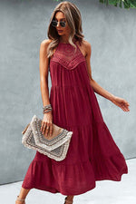 Halter Neck Solid Ruffle Loose Dress