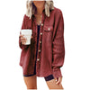 Womens Waffle Knit Shacket Boyfriend Jacket Long Sleeve Button Down Shirt Blouse Tops