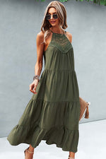 Halter Neck Solid Ruffle Loose Dress