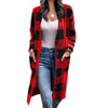 Women Loose Check Button Wool Shacket Jacket Cardigan