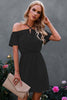 Cross Straps Off Shoulder Solid Dress