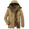 Solid Color Mens Parkas Jackets Hooded Thick Fleece Military Coat