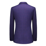Men's Business Casual Mature Style One-button Plaid Striped Back Double-split Blazer