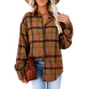 Womens Flannel Plaid Button Down Shirts Oversized Blouses Coats Shacket