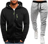 Mens 2 Piece Tracksuit Zipper Cardigan Hoodie Pants