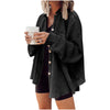 Womens Waffle Knit Shacket Boyfriend Jacket Long Sleeve Button Down Shirt Blouse Tops