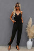 V Neck Spaghetti Strap Solid Jumpsuit