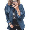 Womens Corduroy Shacket Jacket Long Sleeve Blouses Tops