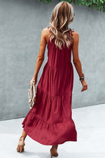 Halter Neck Solid Ruffle Loose Dress