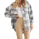 Plaid Mohair Coat Tweed Thick Jacket