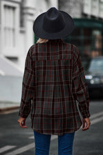 Womens Flannel Plaid Button Down Shirts Oversized Blouses Coats Shacket