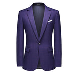 Men's Business Casual Mature Style One-button Plaid Striped Back Double-split Blazer