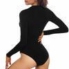 Women's Sexy Cutout Front Long Sleeve Bodysuit Jumpsuits Soft Comfortable T Shirt Daily Wear for Women