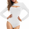 Women's Sexy Cutout Front Long Sleeve Bodysuit Jumpsuits Soft Comfortable T Shirt Daily Wear for Women