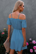 Cross Straps Off Shoulder Solid Dress