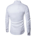 Mandarin Collar Long Sleeve Loose Fit Linen Shirts