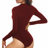 Women's Sexy Cutout Front Long Sleeve Bodysuit Jumpsuits Soft Comfortable T Shirt Daily Wear for Women