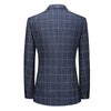 Men's Business Casual Mature Style One-button Plaid Striped Back Double-split Blazer