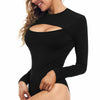 Women's Sexy Cutout Front Long Sleeve Bodysuit Jumpsuits Soft Comfortable T Shirt Daily Wear for Women