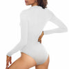 Women's Sexy Cutout Front Long Sleeve Bodysuit Jumpsuits Soft Comfortable T Shirt Daily Wear for Women