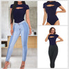 Women's Sexy Cutout Front Short Sleeve Bodysuit Jumpsuits Soft Comfortable T Shirt Daily Wear for Women