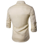 Mandarin Collar Long Sleeve Loose Fit Linen Shirts