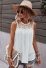 Crew Neck Lace Solid Loose Fit Top