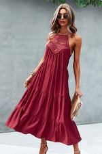 Halter Neck Solid Ruffle Loose Dress