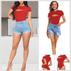 Women's Sexy Cutout Front Short Sleeve Bodysuit Jumpsuits Soft Comfortable T Shirt Daily Wear for Women