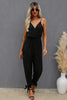 V Neck Spaghetti Strap Solid Jumpsuit