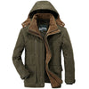 Solid Color Mens Parkas Jackets Hooded Thick Fleece Military Coat