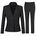 Female Professional Formal Solid Color Suit Two Button Notched Lapel Suit (Blazer and Pants)