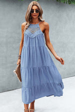 Halter Neck Solid Ruffle Loose Dress