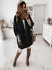 Three-quarter Sleeve Button Lapel Pocket Woolen Coat