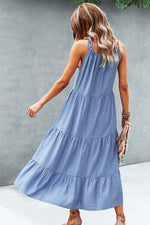 Halter Neck Solid Ruffle Loose Dress