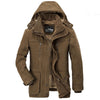 Solid Color Mens Parkas Jackets Hooded Thick Fleece Military Coat