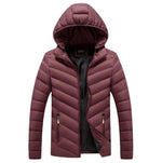 Men Zipper Hooded Outdoor Cotton Coat