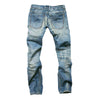 Mens Ribbed Jeans Stretch Straight Fit Denim Pants