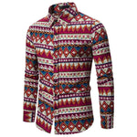 Men's Printed Long Sleeve Shirt Traditional Dress Shirt