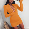 Women Zip Knitted Turtleneck Skinny Club Long Sleeve Rib Mini Dress Autumn Sexy Green Size M