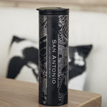 San Antonio - Texas Map Tumbler in Matte Black